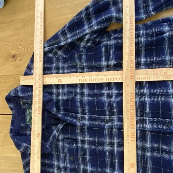 WOOLRICH Oxbow Flannel Over ShirtXXL Waist Pockets Plaid Blue warm cabin camp